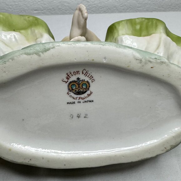 Lefton Girl on Water Lilly Vintage Hand Painted Japan Lustreware - Picture 5 of 8